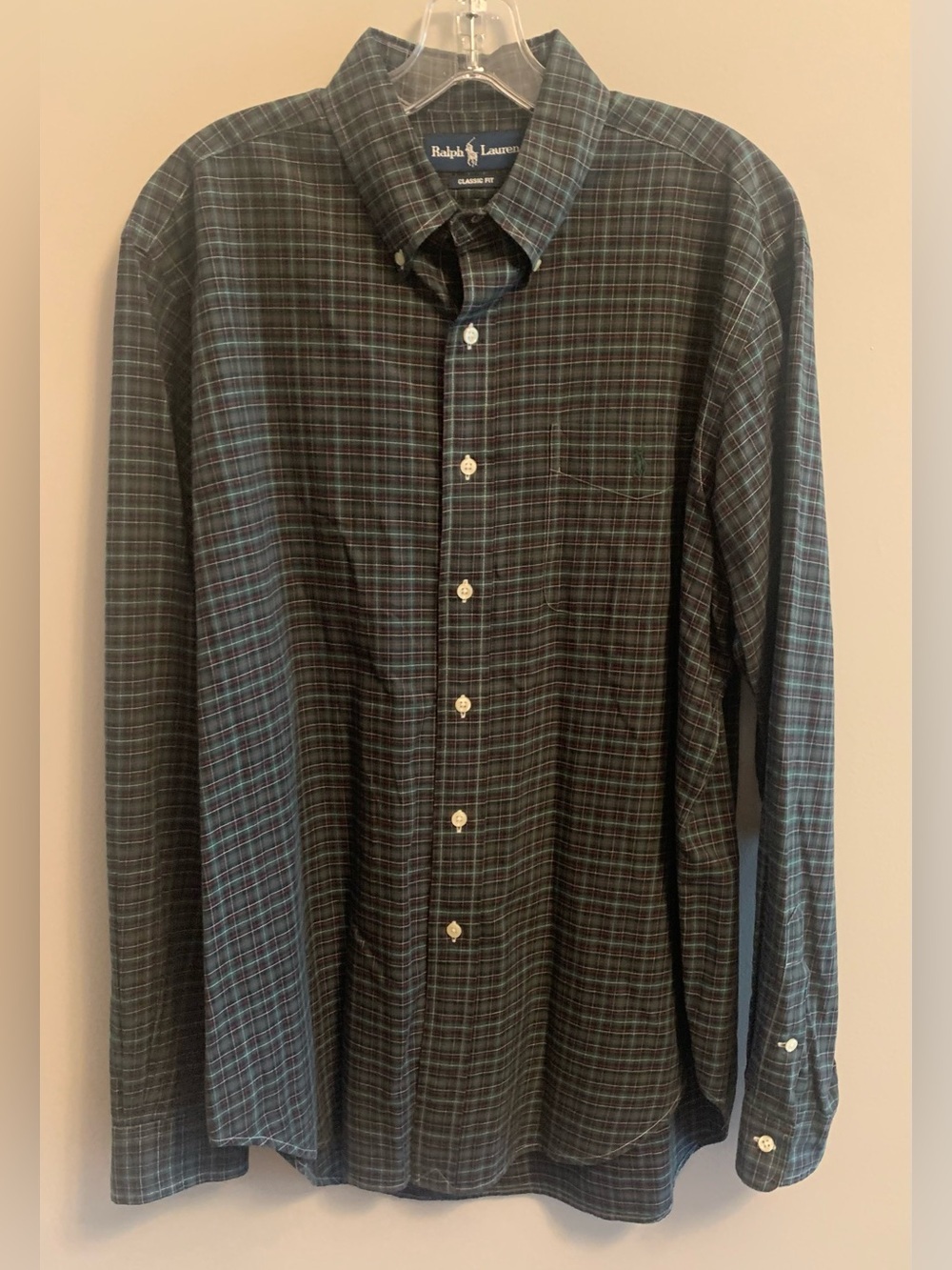 Ralph Lauren Dark Green and Navy Plaid Button-Down Shirt